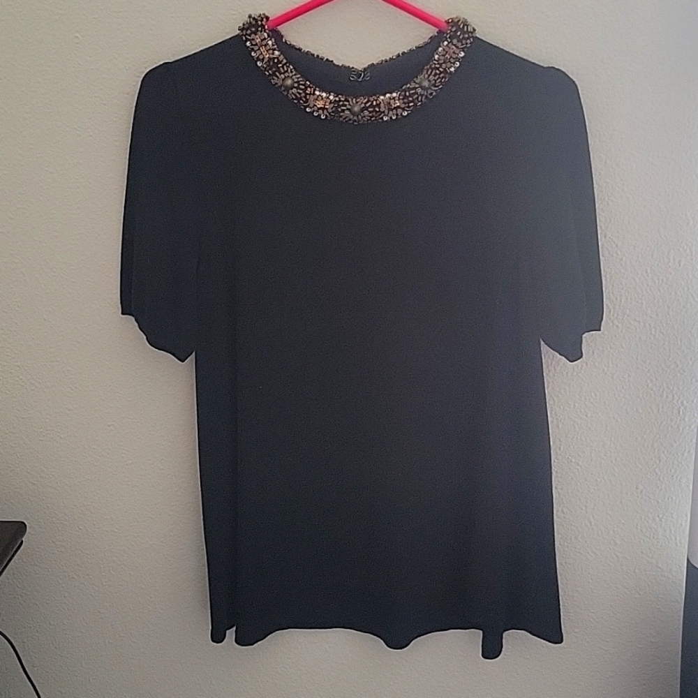 Anthropologie Vintage Beaded Top Blouse Size Medium